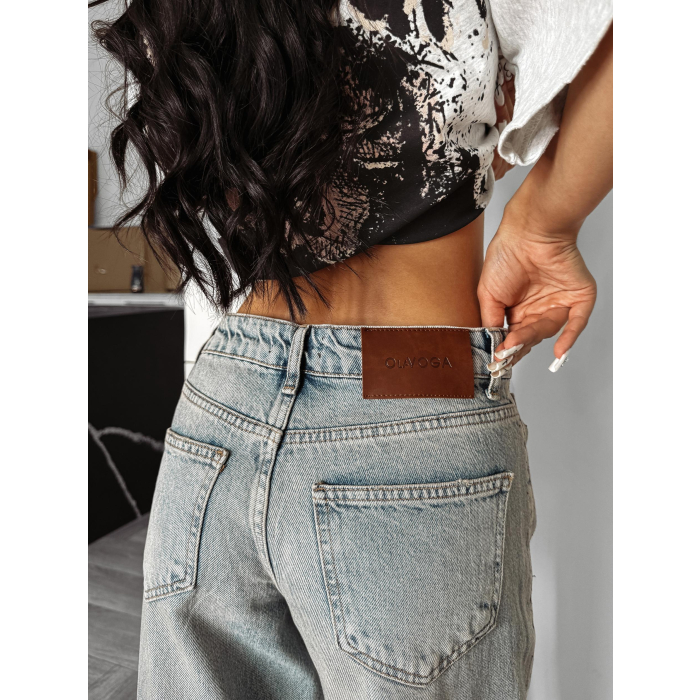 SPODNIE JENSOWE DENIM MOM FIT CYRKONIE OLAVOGA FASOLITA JEANS BLUE