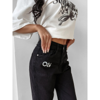 SPODNIE JENSOWE DENIM MOM FIT LOGO OLAVOGA LOFI BLACK