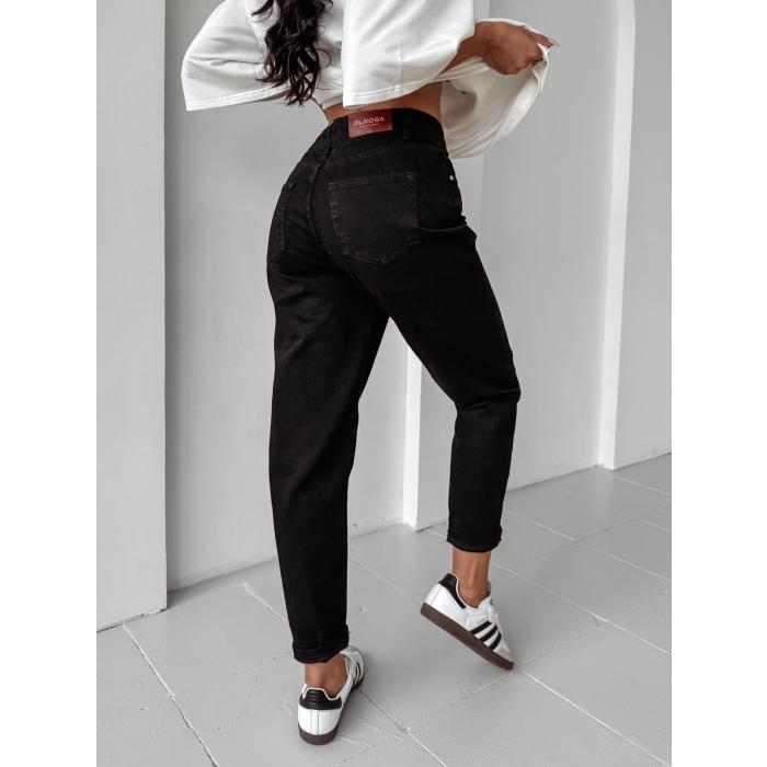 SPODNIE JENSOWE DENIM MOM FIT LOGO OLAVOGA LOFI BLACK