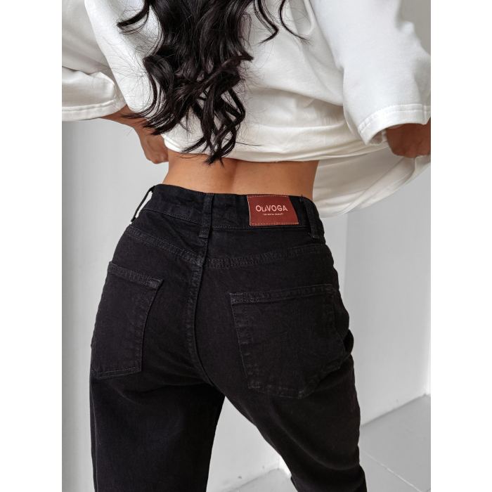 SPODNIE JENSOWE DENIM MOM FIT LOGO OLAVOGA LOFI BLACK