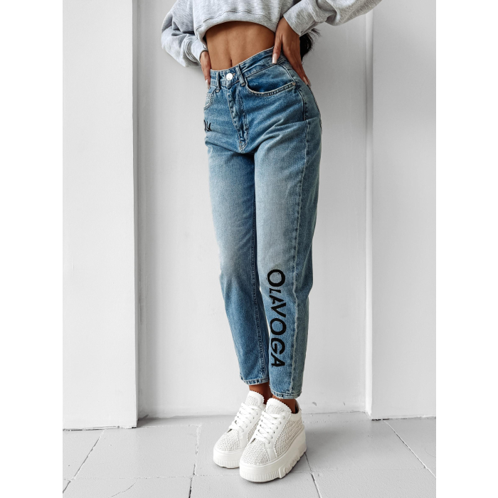 SPODNIE JENSOWE DENIM MOM FIT LOGO OLAVOGA LOFI BLUE