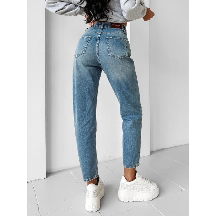 SPODNIE JENSOWE DENIM MOM FIT LOGO OLAVOGA LOFI BLUE