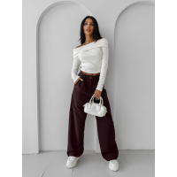 SPODNIE WIDE LEG OLAVOGA NIGHTBREAK BROWN