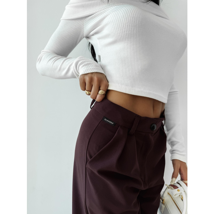 SPODNIE WIDE LEG OLAVOGA NIGHTBREAK BROWN