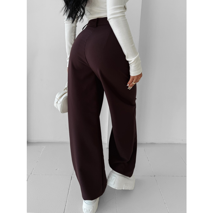 SPODNIE WIDE LEG OLAVOGA NIGHTBREAK BROWN