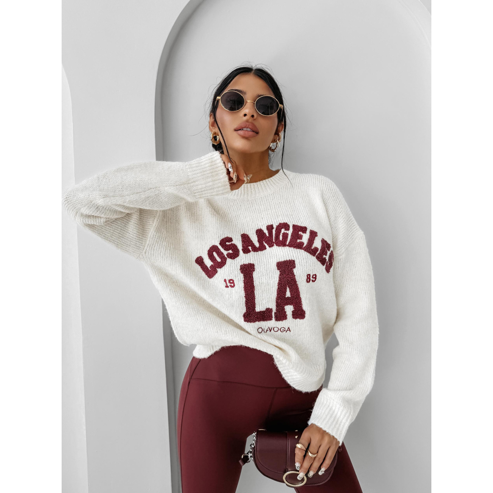 SWETER LOS ANGELES HAFT OLAVOGA LUURE ECRU SWETER LOS ANGELES HAFT OLAVOGA LUURE ECRU