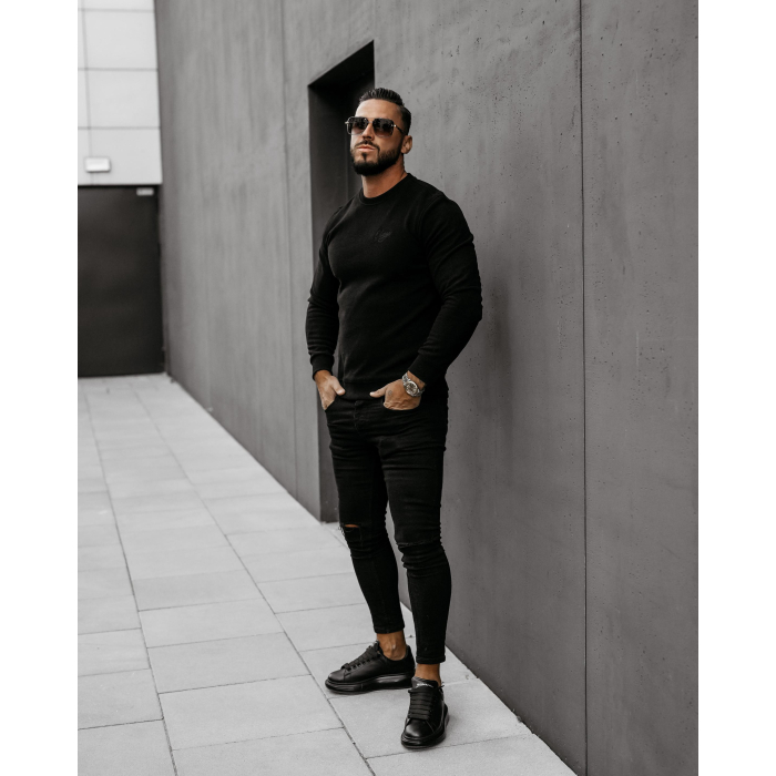 SWETER MĘSKI HAFT OLAVOGA MEN LIWOTI BLACK