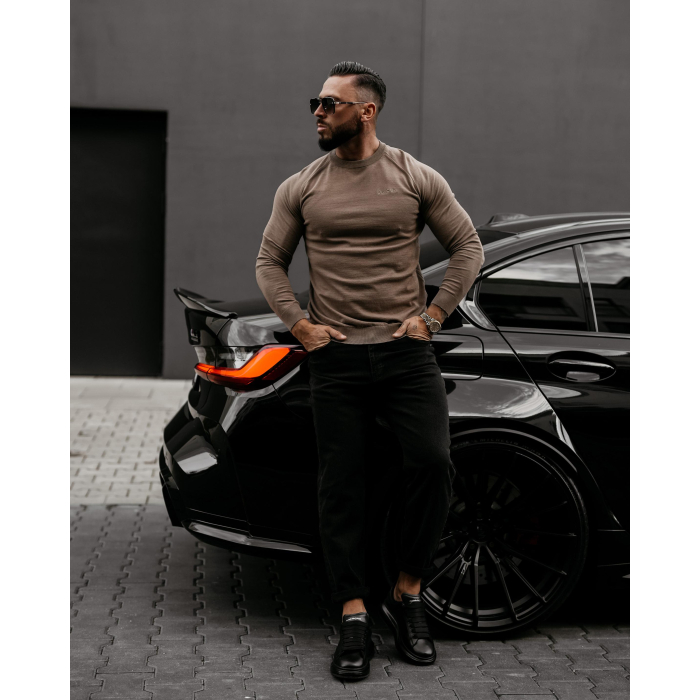 SWETER MĘSKI HAFT OLAVOGA MEN MEW DARK BEIGE