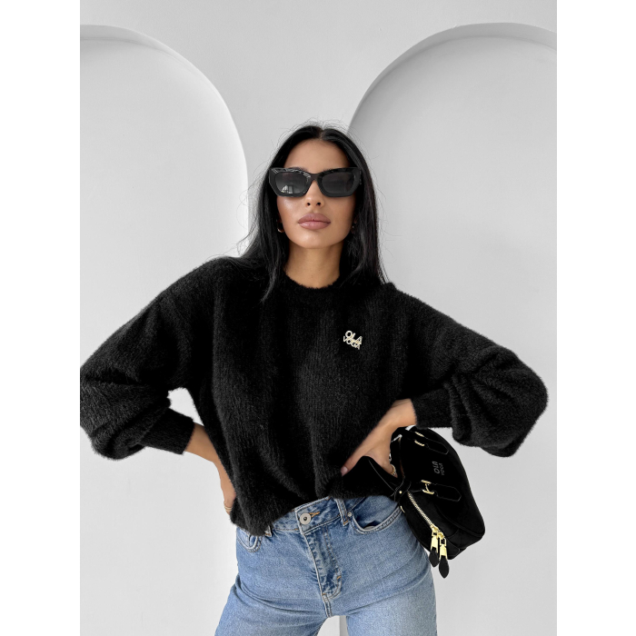 SWETER OVERSIZE GOLD PIN OLAVOGA AURAMISU BLACK