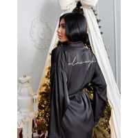 SZLAFROK SATYNOWY OLAVOGA SAFFRON BLACK