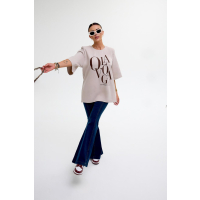 BLUZKA T-SHIRT DAMSKI OVERSIZE OLAVOGA MORNING FOG BEIGIE