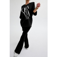 BLUZKA T-SHIRT DAMSKI OVERSIZE OLAVOGA MORNING FOG BLACK