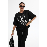 BLUZKA T-SHIRT DAMSKI OVERSIZE OLAVOGA MORNING FOG BLACK
