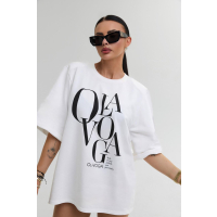 BLUZKA T-SHIRT DAMSKI OVERSIZE OLAVOGA MORNING FOG ECRU