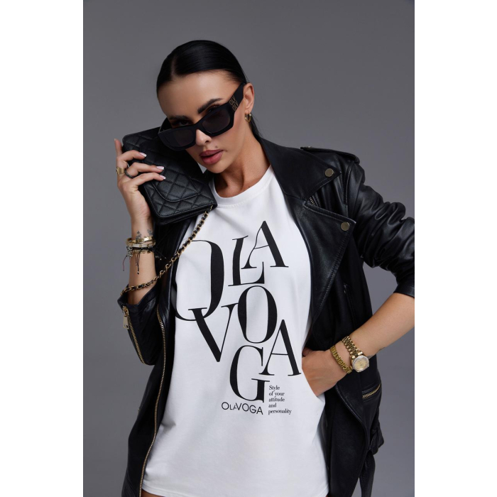 BLUZKA T-SHIRT DAMSKI OVERSIZE OLAVOGA MORNING FOG ECRU