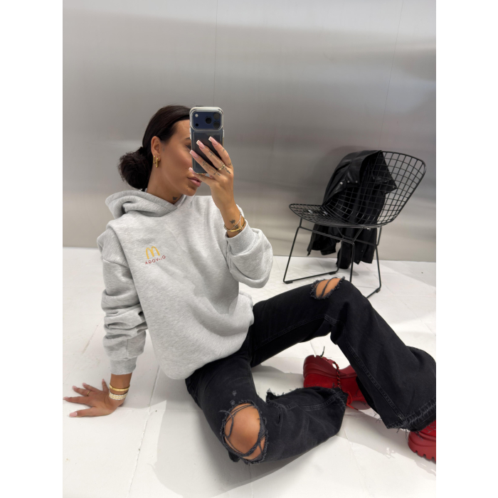 BLUZA DRESOWA DAMSKA OLAVOGA NOVIA LIGHT GRAY MELANGE
