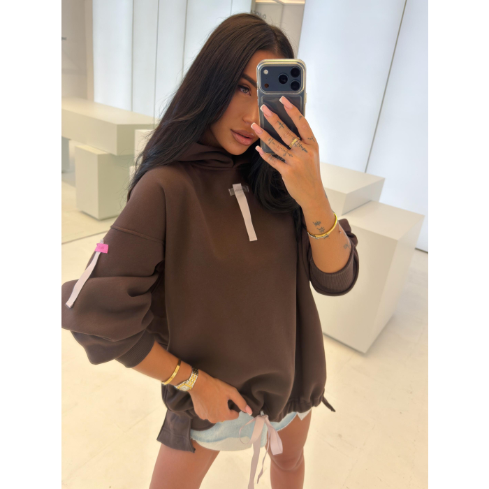 BLUZA DRESOWA DAMSKA OVERSIZE OLAVOGA AVIRA BROWN