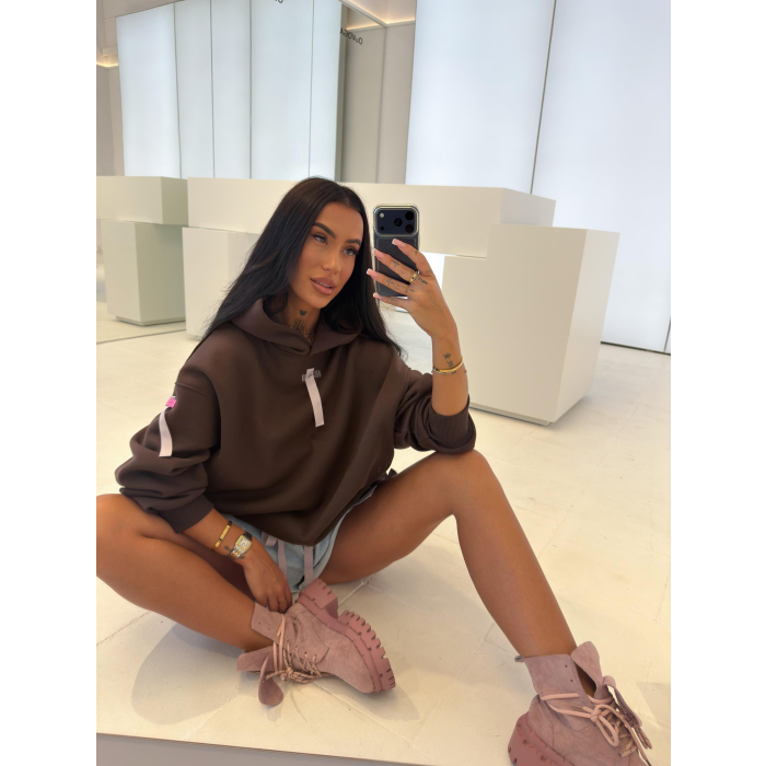 BLUZA DRESOWA DAMSKA OVERSIZE OLAVOGA AVIRA BROWN