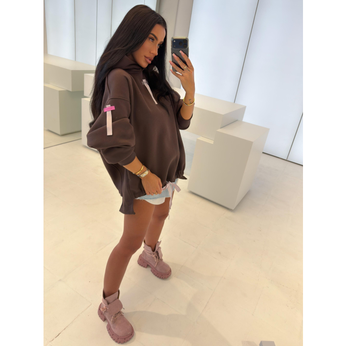 BLUZA DRESOWA DAMSKA OVERSIZE OLAVOGA AVIRA BROWN
