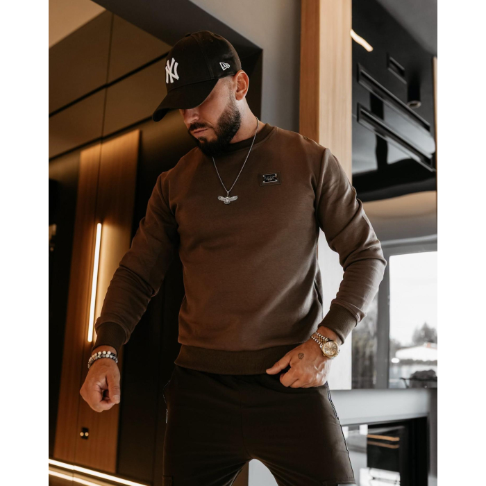 BLUZA MĘSKA BAWEŁNIANA OLAVOGA MEN BALORO BROWN