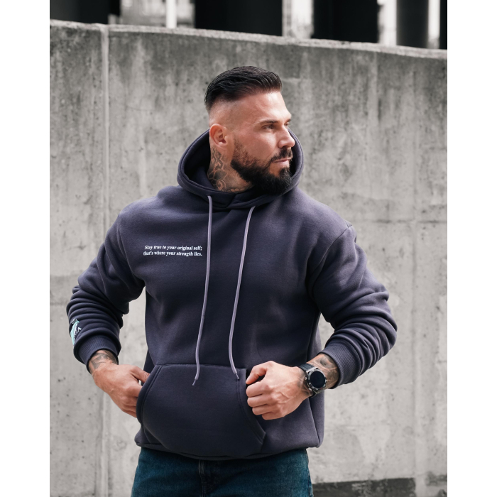 BLUZA MĘSKA BAWEŁNIANA Z KAPTUREM ORZEŁ OLAVOGA EAGLE GRAFIT