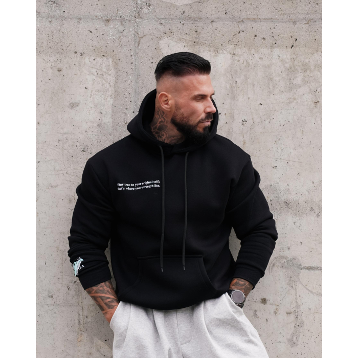 BLUZA MĘSKA BAWEŁNIANA Z KAPTUREM ORZEŁ OLAVOGA EAGLE BLACK