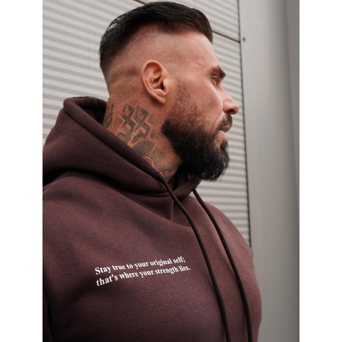 BLUZA MĘSKA BAWEŁNIANA Z KAPTUREM ORZEŁ OLAVOGA EAGLE BROWN