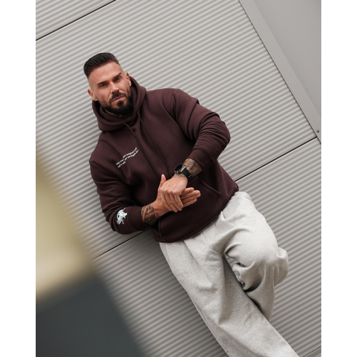 BLUZA MĘSKA BAWEŁNIANA Z KAPTUREM ORZEŁ OLAVOGA EAGLE BROWN