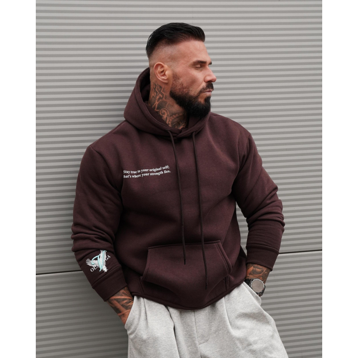 BLUZA MĘSKA BAWEŁNIANA Z KAPTUREM ORZEŁ OLAVOGA EAGLE BROWN