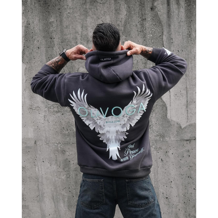 BLUZA MĘSKA BAWEŁNIANA Z KAPTUREM ORZEŁ OLAVOGA EAGLE GRAFIT