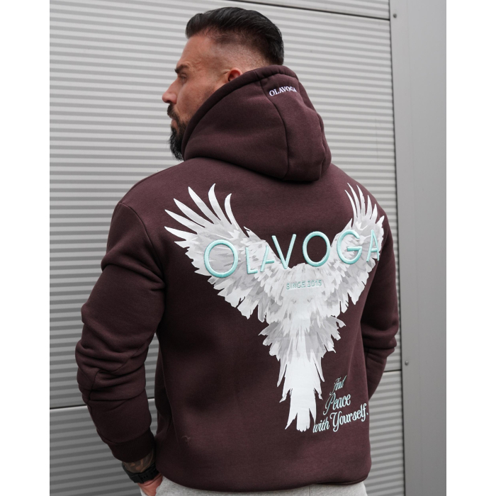 BLUZA MĘSKA BAWEŁNIANA Z KAPTUREM ORZEŁ OLAVOGA EAGLE BROWN