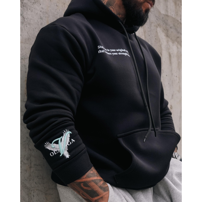 BLUZA MĘSKA BAWEŁNIANA Z KAPTUREM ORZEŁ OLAVOGA EAGLE BLACK