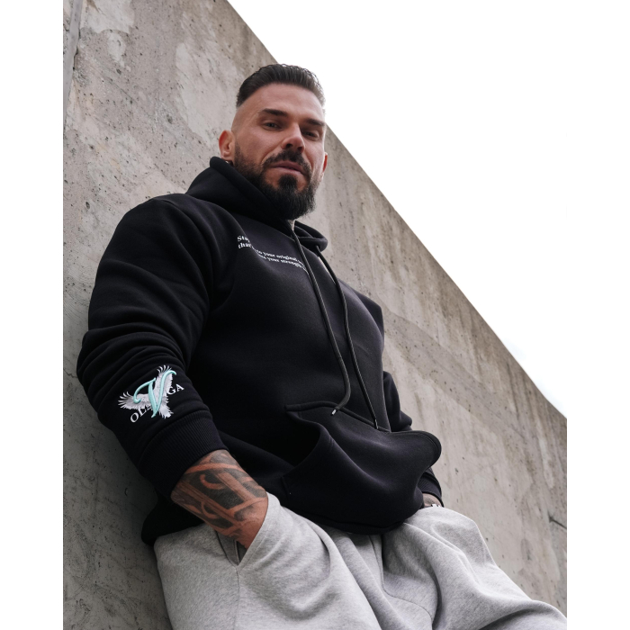 BLUZA MĘSKA BAWEŁNIANA Z KAPTUREM ORZEŁ OLAVOGA EAGLE BLACK