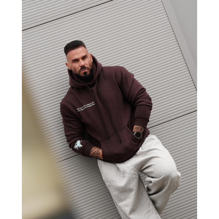 BLUZA MĘSKA BAWEŁNIANA Z KAPTUREM ORZEŁ OLAVOGA EAGLE BROWN