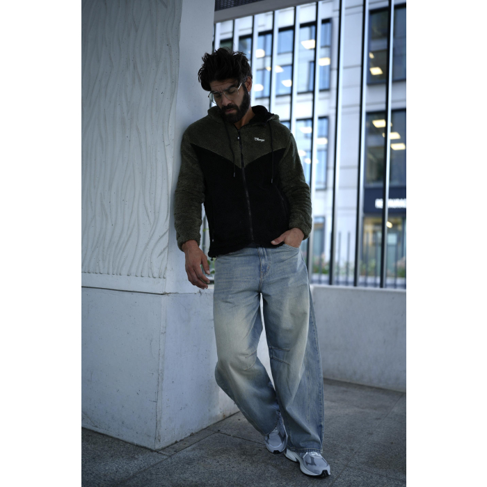 BLUZA MĘSKA POLAR OLAVOGA MEN RUKAST BLACK-KHAKI
