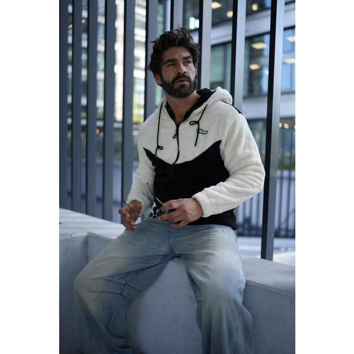 BLUZA MĘSKA POLAR OLAVOGA MEN RUKAST BLACK-ECRU