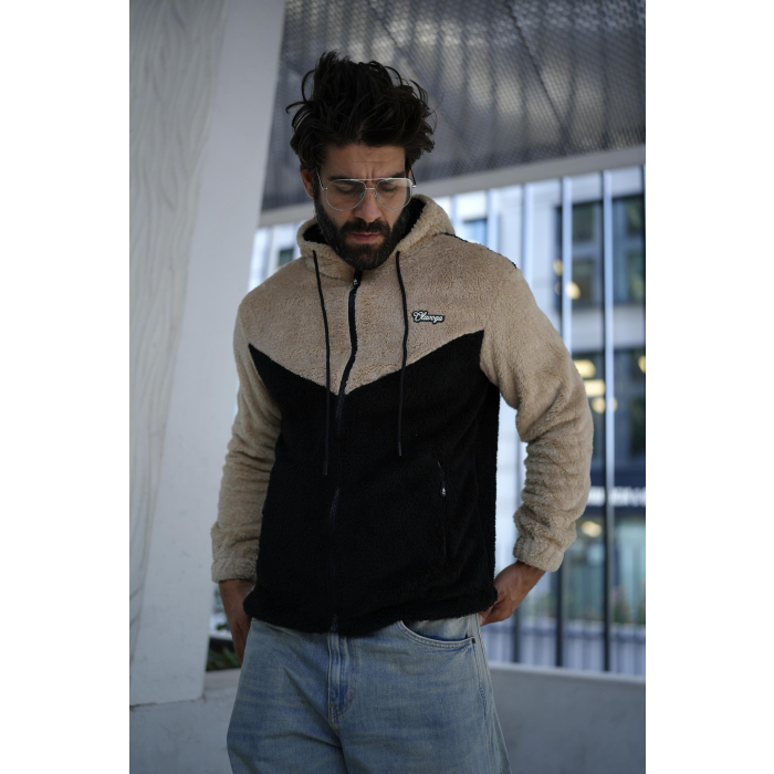 BLUZA MĘSKA POLAR OLAVOGA MEN RUKAST BLACK-BEIGE