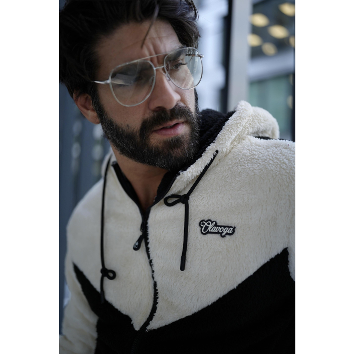 BLUZA MĘSKA POLAR OLAVOGA MEN RUKAST BLACK-ECRU
