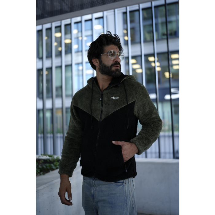 BLUZA MĘSKA POLAR OLAVOGA MEN RUKAST BLACK-KHAKI