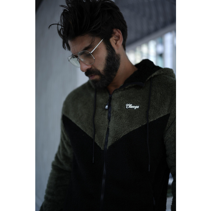 BLUZA MĘSKA POLAR OLAVOGA MEN RUKAST BLACK-KHAKI