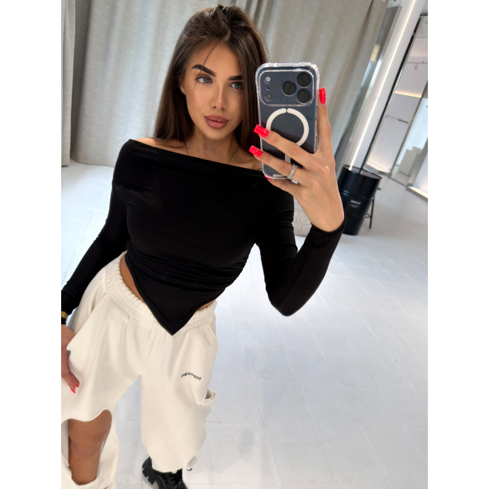 BLUZKA ASYMETRYCZNA OLAVOGA MERA BLACK