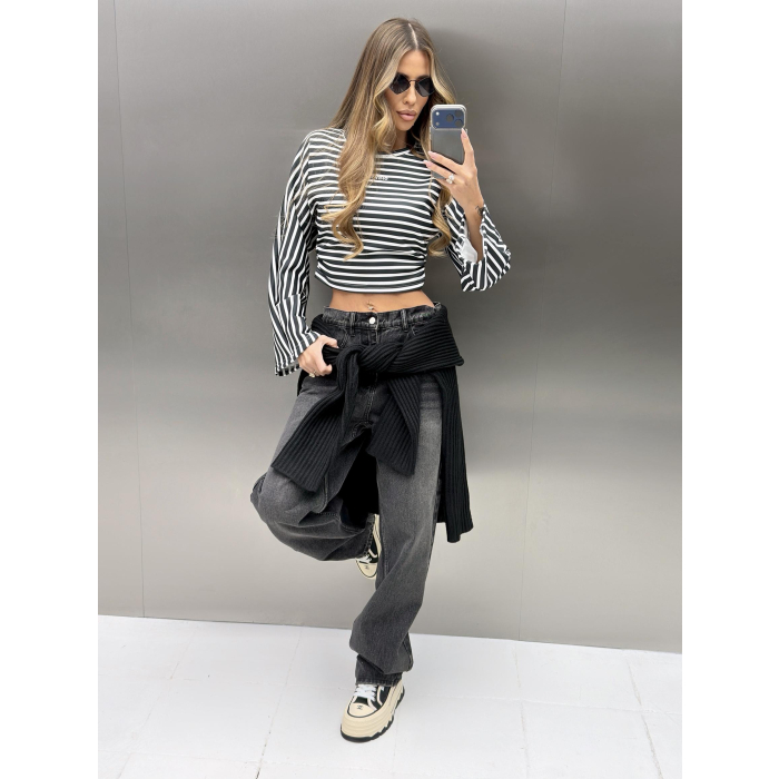 BLUZKA OLAVOGA FLOAT BLACK-ECRU
