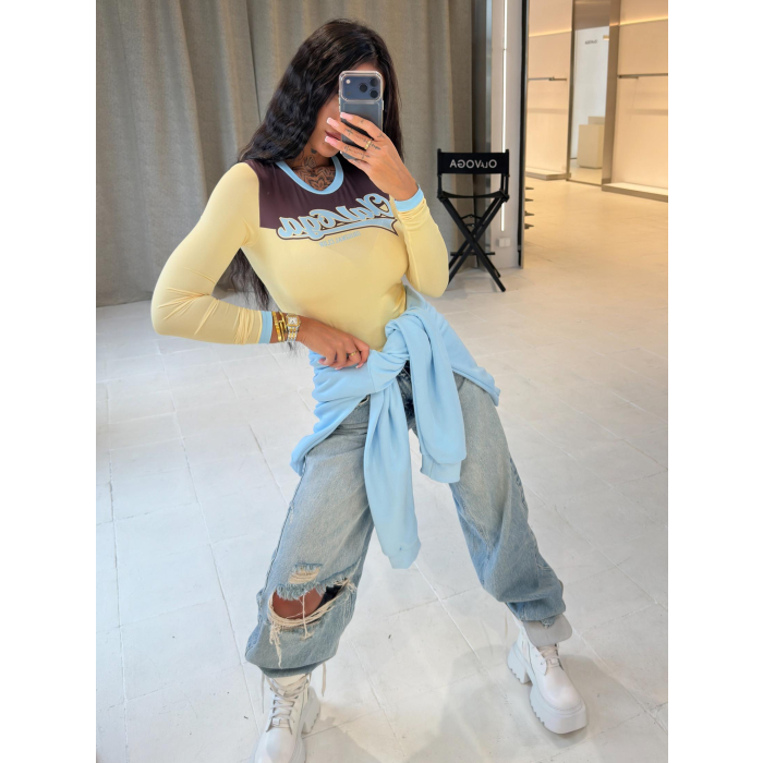 BLUZKA OLAVOGA MALENA YELLOW-BROWN