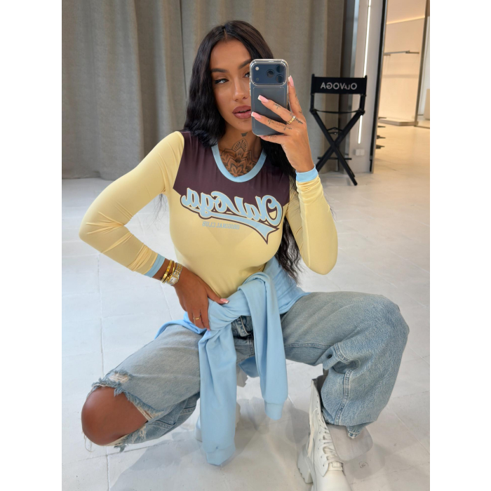 BLUZKA OLAVOGA MALENA YELLOW-BROWN