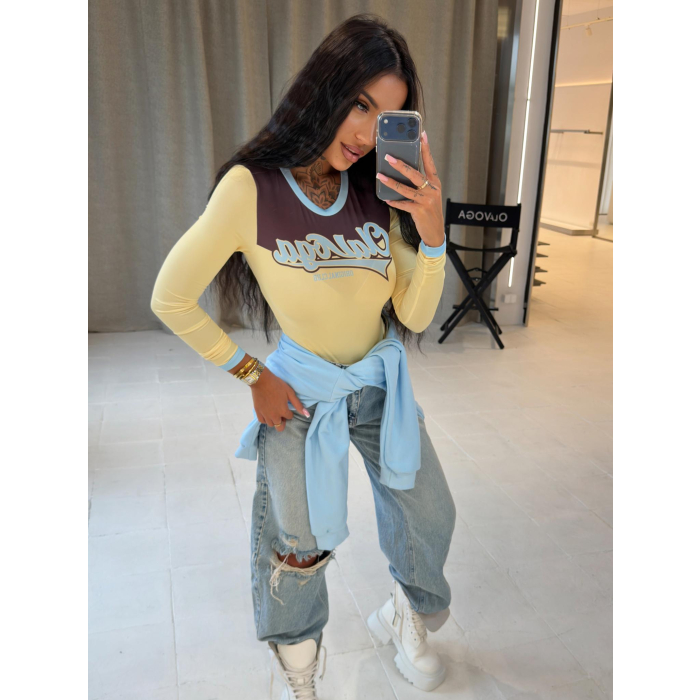 BLUZKA OLAVOGA MALENA YELLOW-BROWN