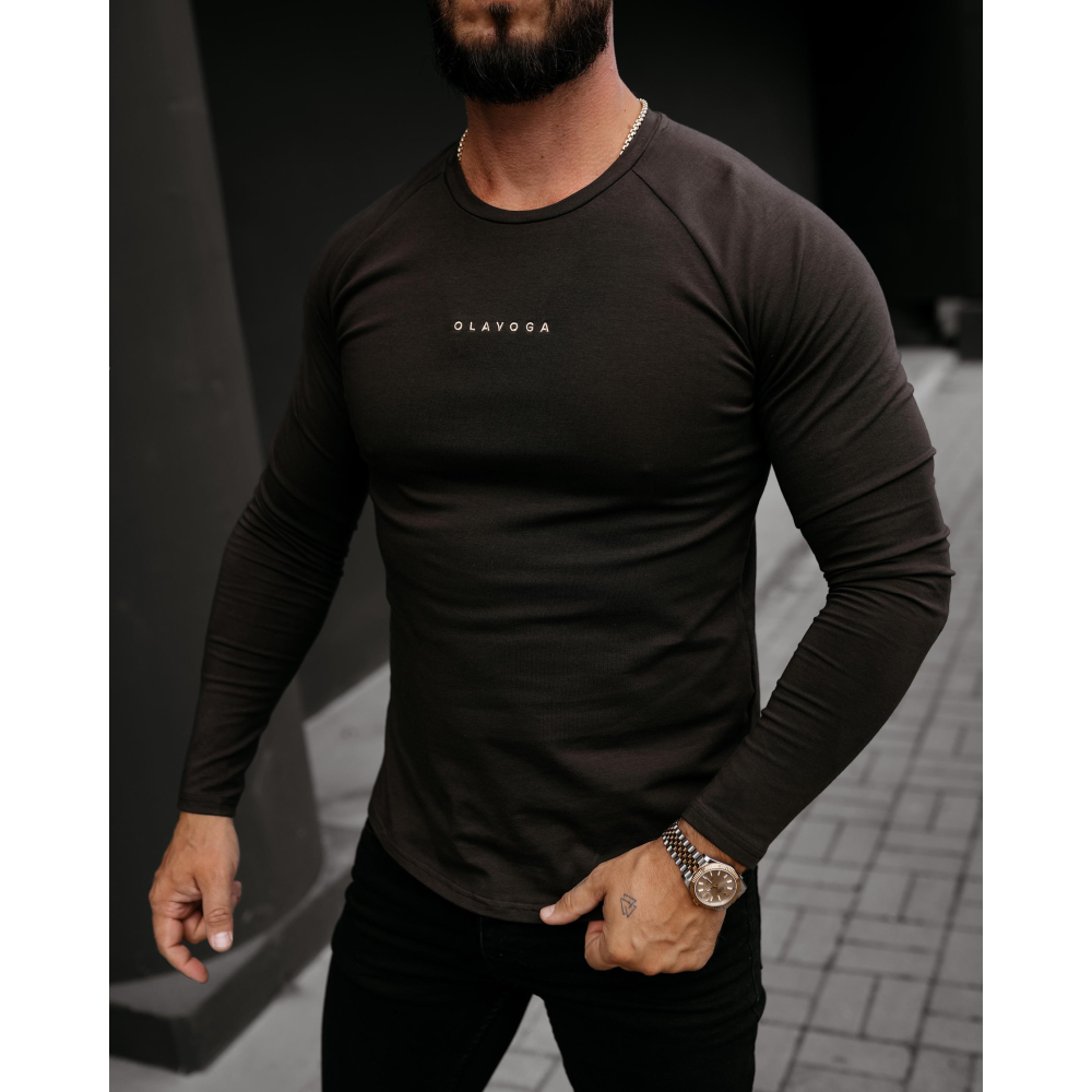 BLUZKA T-SHIRT MĘSKI LONGSLEEVE OLAVOGA MEN CLEAR BROWN