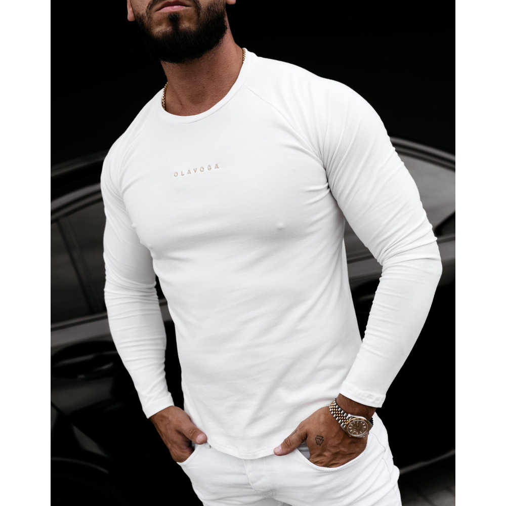BLUZKA T-SHIRT MĘSKI LONGSLEEVE OLAVOGA MEN CLEAR ECRU