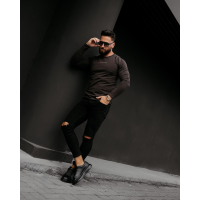 BLUZKA T-SHIRT MĘSKI LONGSLEEVE OLAVOGA MEN CLEAR BROWN