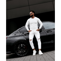 BLUZKA T-SHIRT MĘSKI LONGSLEEVE OLAVOGA MEN CLEAR ECRU