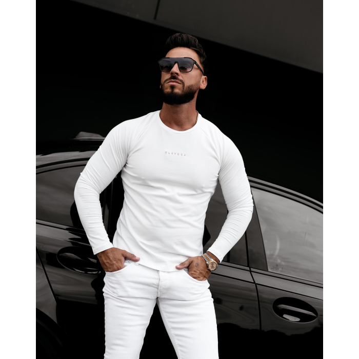 BLUZKA T-SHIRT MĘSKI LONGSLEEVE OLAVOGA MEN CLEAR ECRU